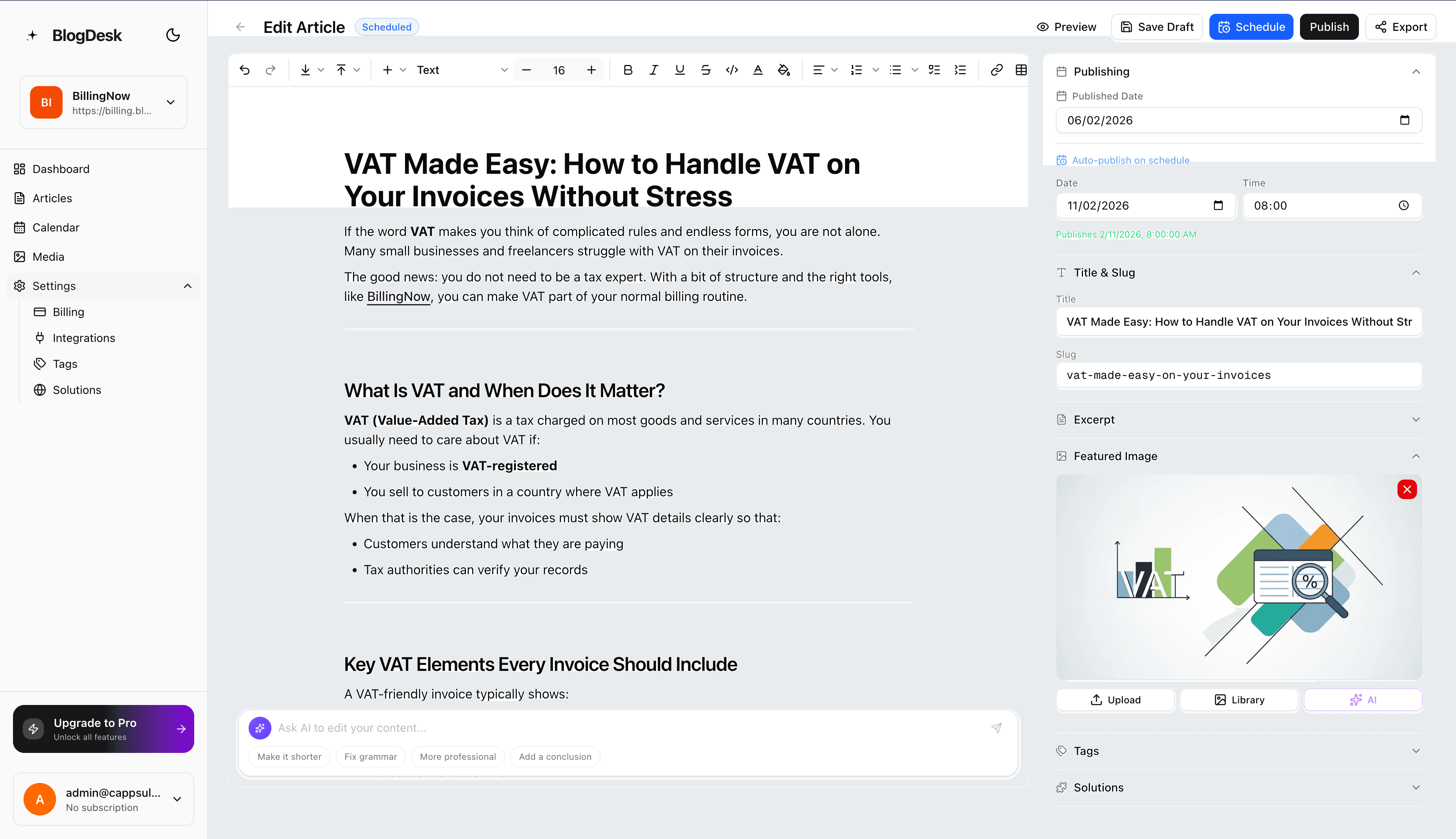 BlogDesk - Article Editor